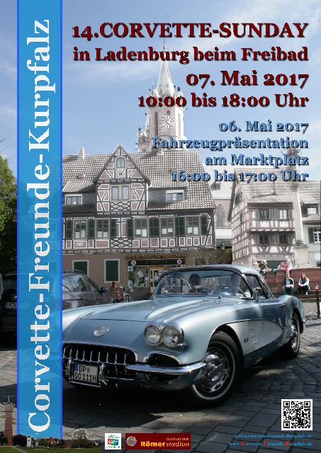 Plakat / Flyer zum 14. Corvette-Sunday in Ladenburg am 7.Mai 2017 ab 10 Uhr !